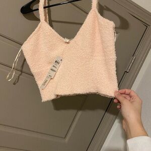 INC International Concepts Women's Pink Fuzzy Crop Top